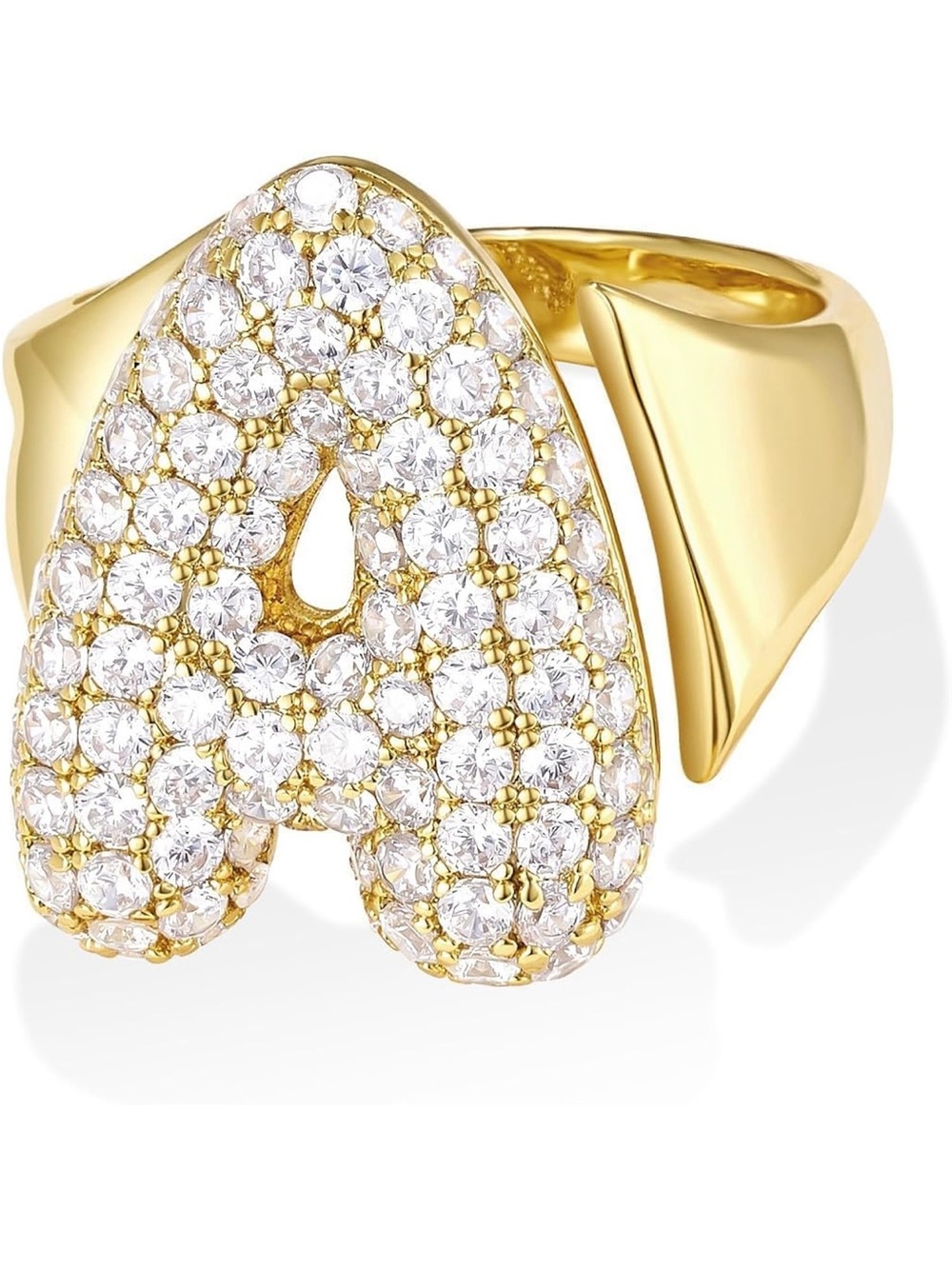 Bubble Initial Ring for Women, 14K Gold Plate Balloon
